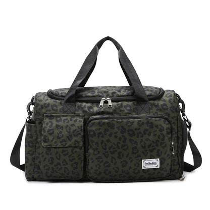 Leopard Print Duffle Bag – Multi-Pocket Sports & Travel Bag