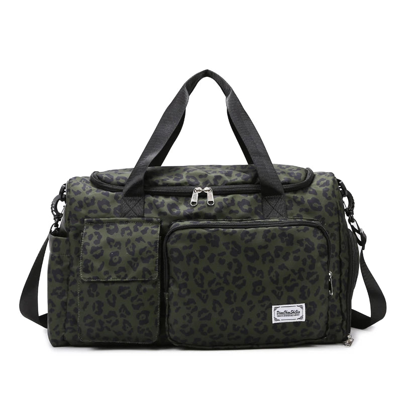 Leopard Print Travel Bag – Large Capacity Multi-Pocket Duffle