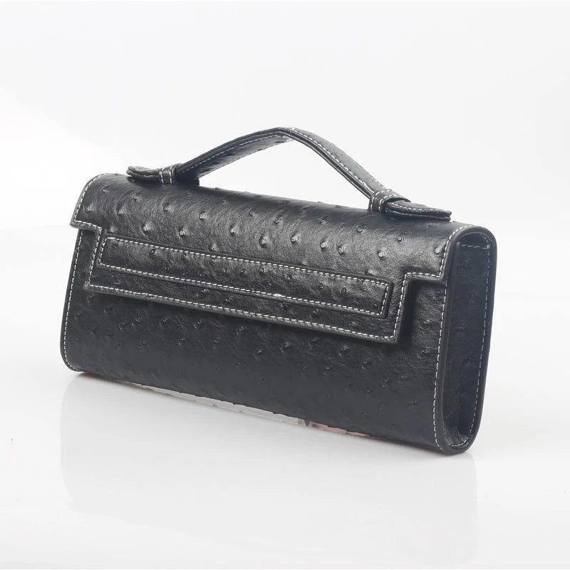 Ostrich Pattern Clutch Bag – Women's PU Leather Party Purse