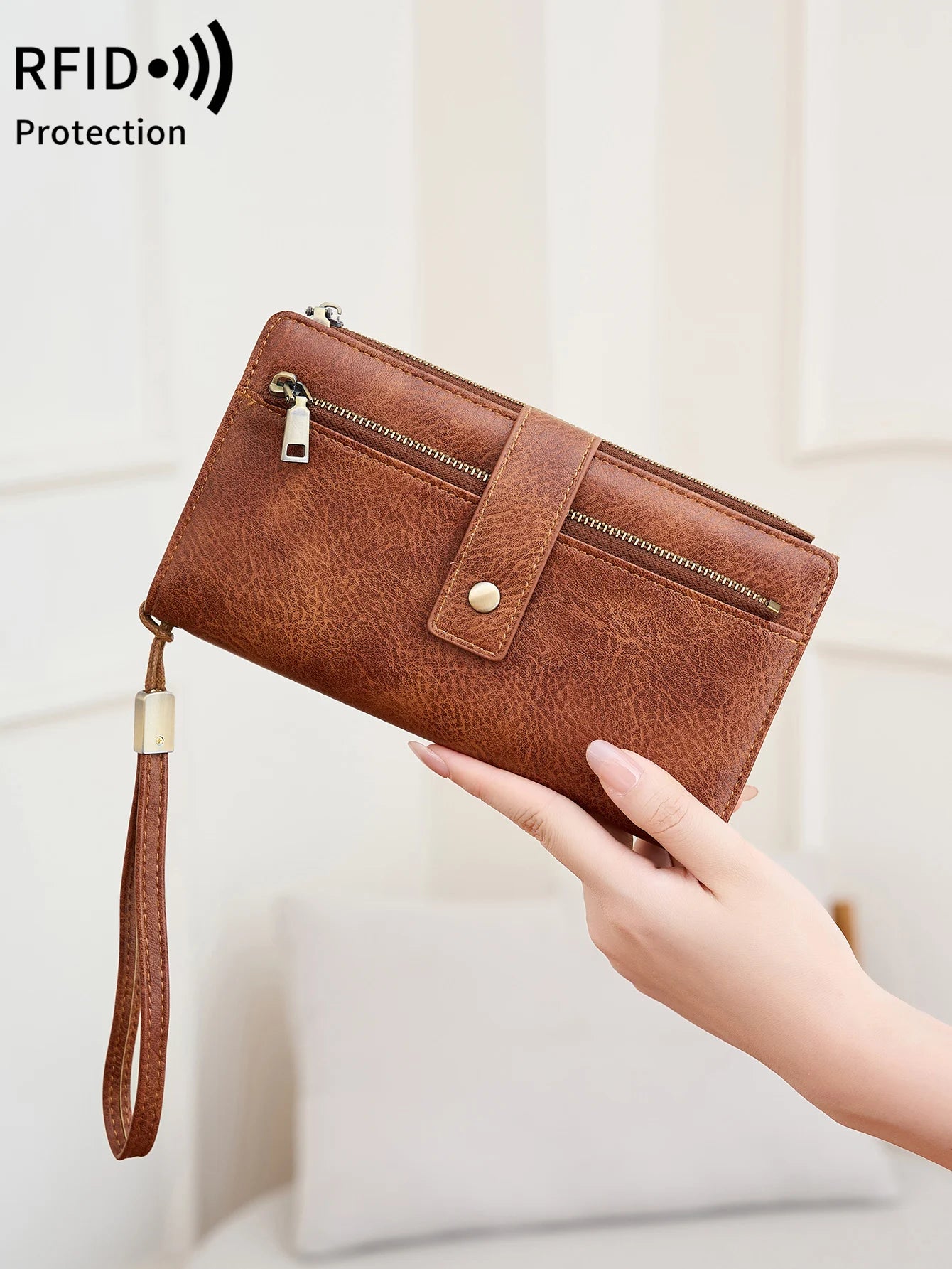 RFID Blocking Women's Long Wallet – Large Capacity PU Leather