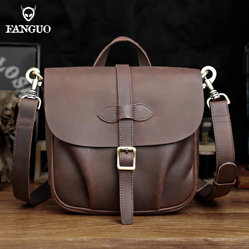 Genuine Leather Men's Crossbody Messenger Bag – Handmade Business Shoulder Bag