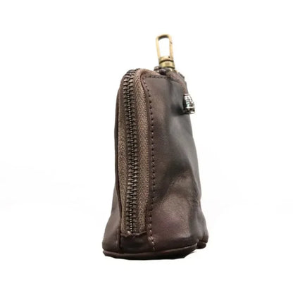 Genuine Leather Key Holder Pouch – Zipper Car Key Bag for Men