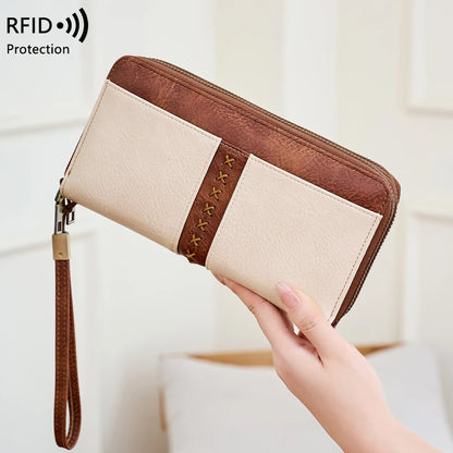 RFID Women's Long Wallet – Double Zipper Large Capacity Wristlet