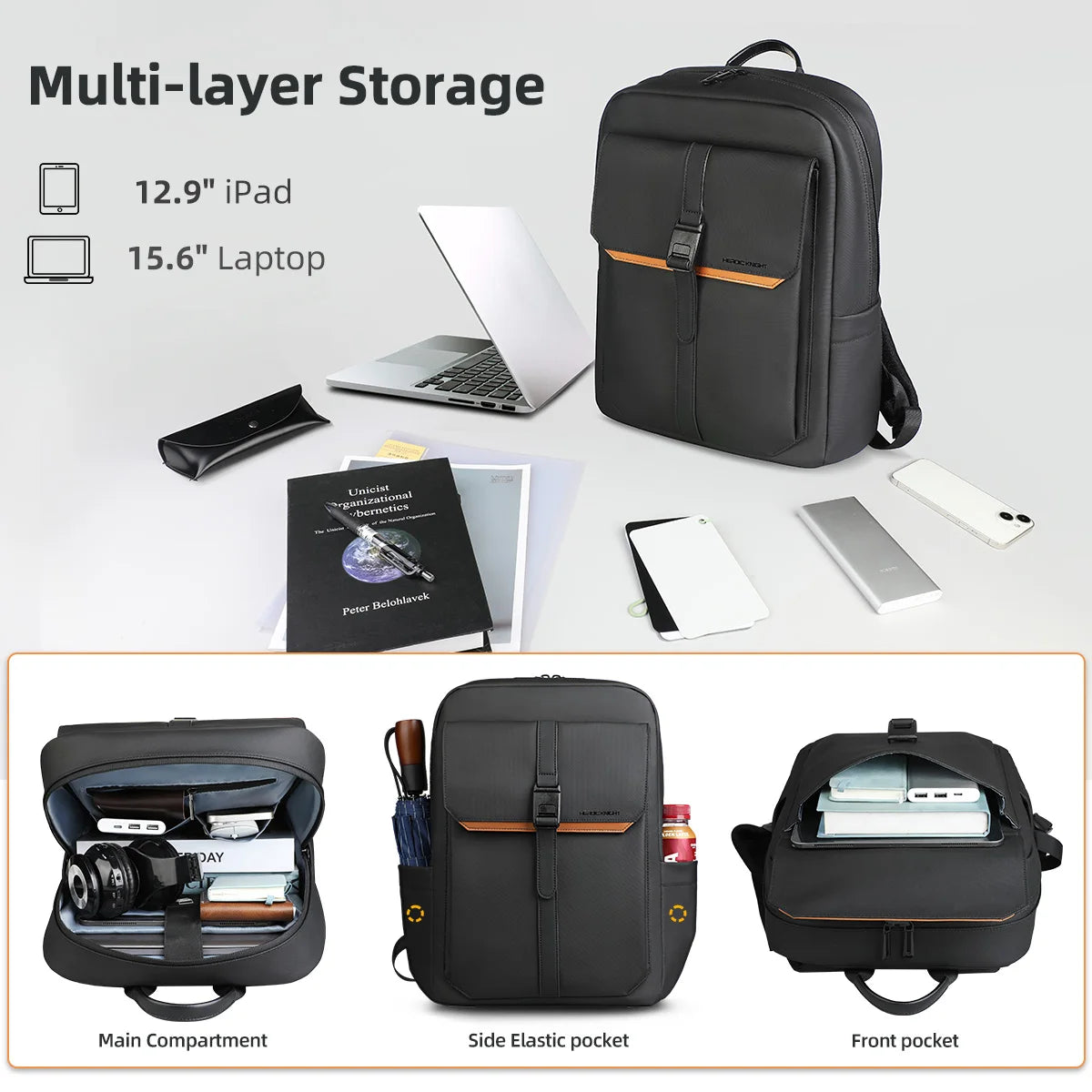 Vintage Flap Backpack for Men – Waterproof 15.6" Laptop College Travel Bag