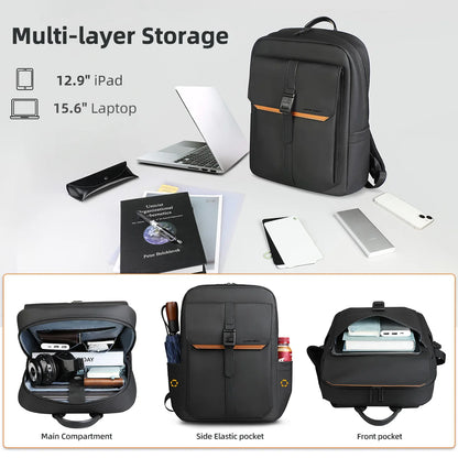Vintage Flap Backpack for Men – Waterproof 15.6" Laptop College Travel Bag
