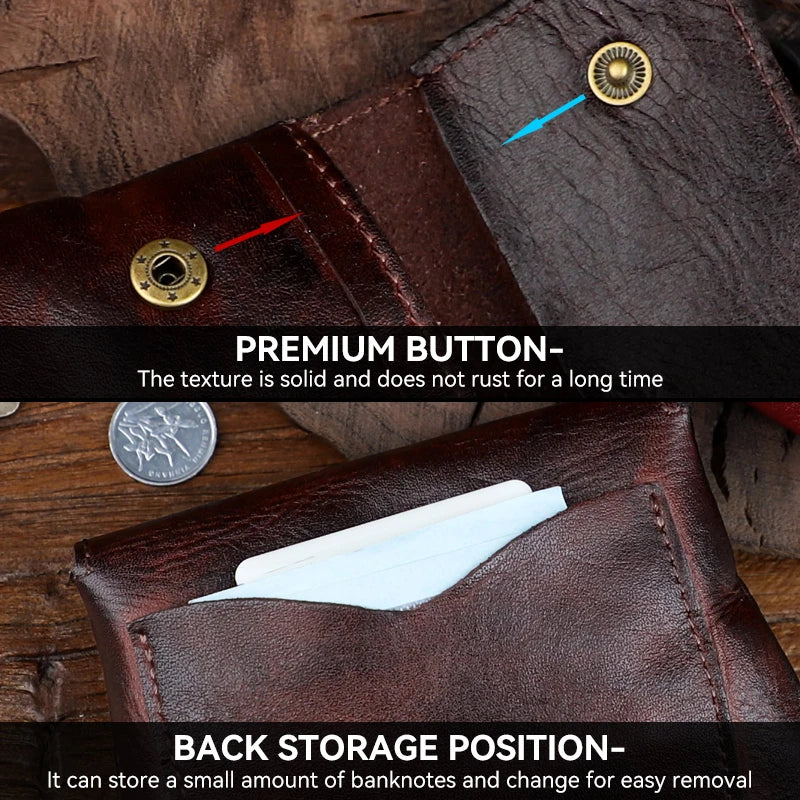 Genuine Leather Card Wallet for Men – Vintage Coin Purse Pouch