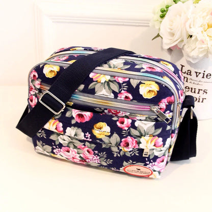 Floral Canvas Crossbody Bag for Women – Rose Print Shoulder Bag