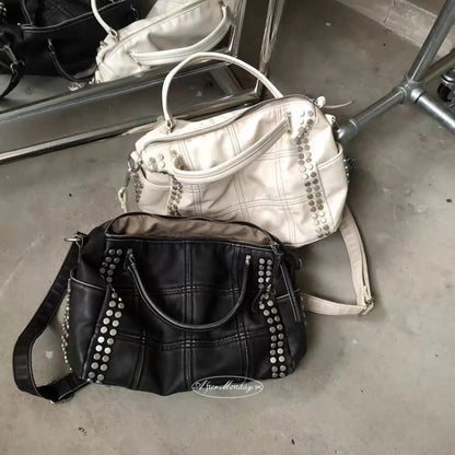 Rivet Tote Bag – Large Capacity Motorcycle Handbag with Strap