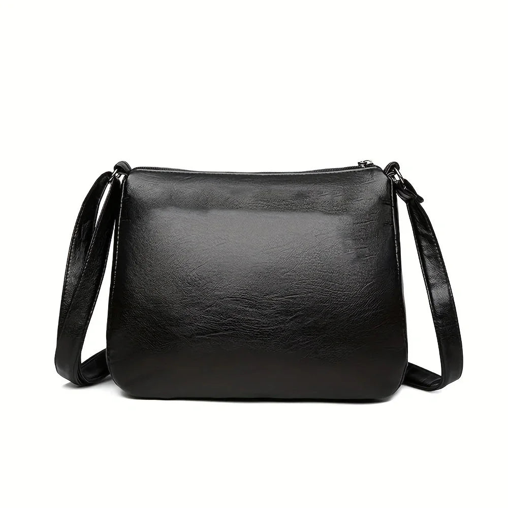 Women's PU Leather Crossbody Bag – Multi-Pocket Shoulder Purse