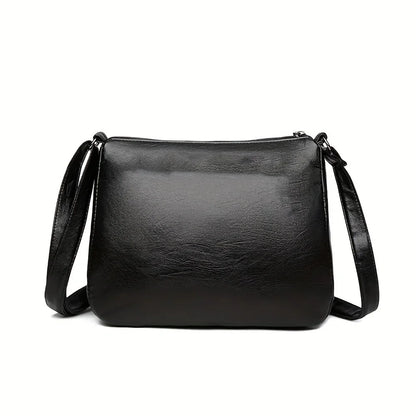 Women's PU Leather Crossbody Bag – Multi-Pocket Shoulder Purse