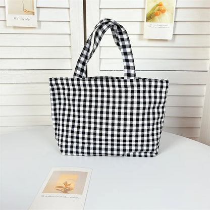 Women's Plaid Tote Bag – Small Retro Shoulder Purse Bento Handbag