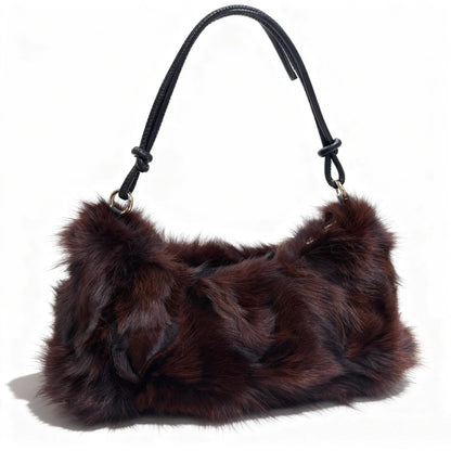 Luxury Europe America Women Real Fox Fur Bag Messenger Chain Shoulder Ladies Tote Handbag Crossbody