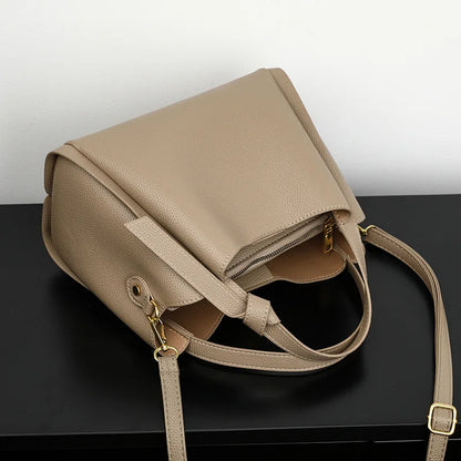 Leather Bucket Handbag – Women's Large Capacity Shoulder & Crossbody Bag