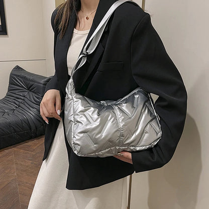 Quilted Puffy Hobo Bag – Women's Large Padded Shoulder Tote