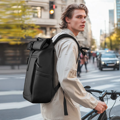 Roll-Top Travel Backpack for Men – Waterproof 15.6" Laptop Hiking Bag