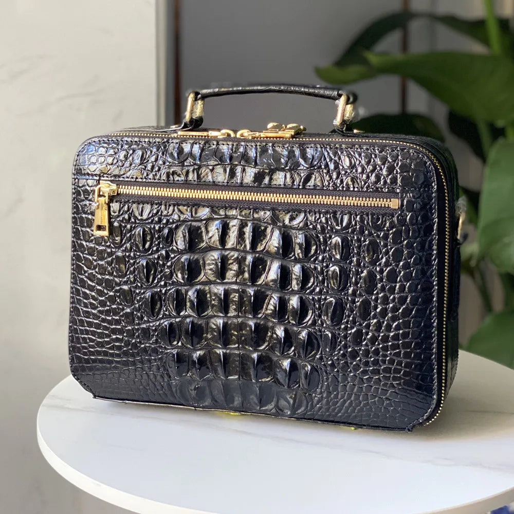 Genuine Crocodile Leather Shoulder Bag – Large Capacity