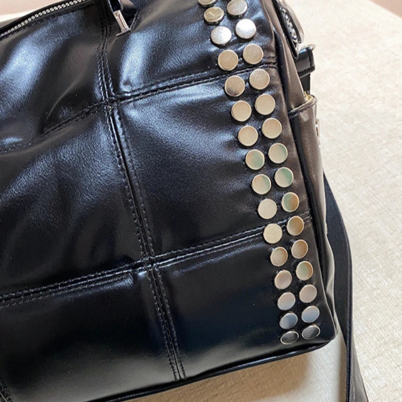 Rivet Tote Bag – Large Capacity Motorcycle Handbag with Strap