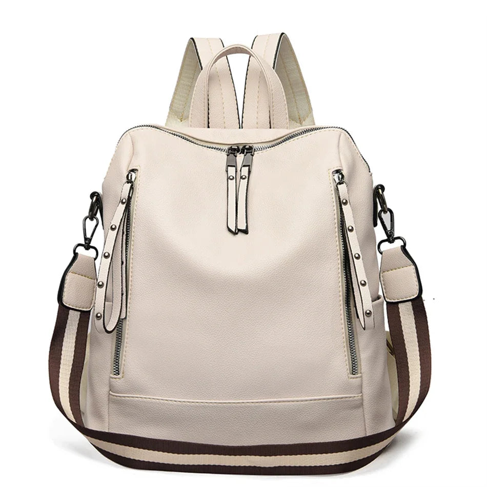 Leather Backpack for Women – Waterproof Anti-Theft Bag