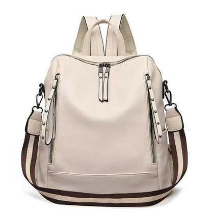 Leather Backpack for Women – Waterproof Anti-Theft Bag