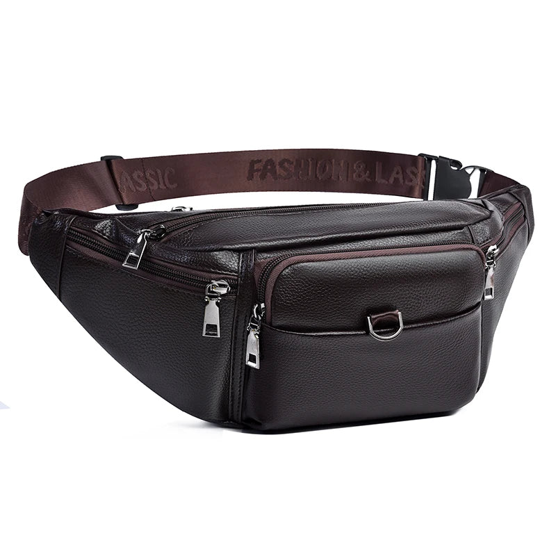 Men's Leather Fanny Pack Waist Bag – Retro Sling Chest Bum Bag