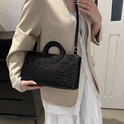 Crocodile Pattern Shoulder Bag – Large Capacity Retro Crossbody