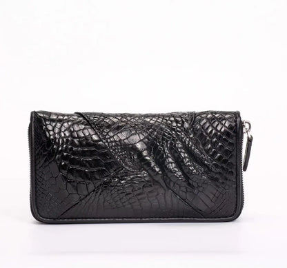 Crocodile Claw Leather Long Wallet – Men's Black Clutch Bag