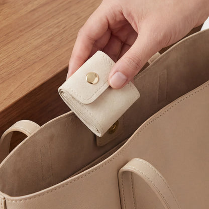 Mini Leather Jewelry Storage Bag – Foldable Portable Organizer for Women
