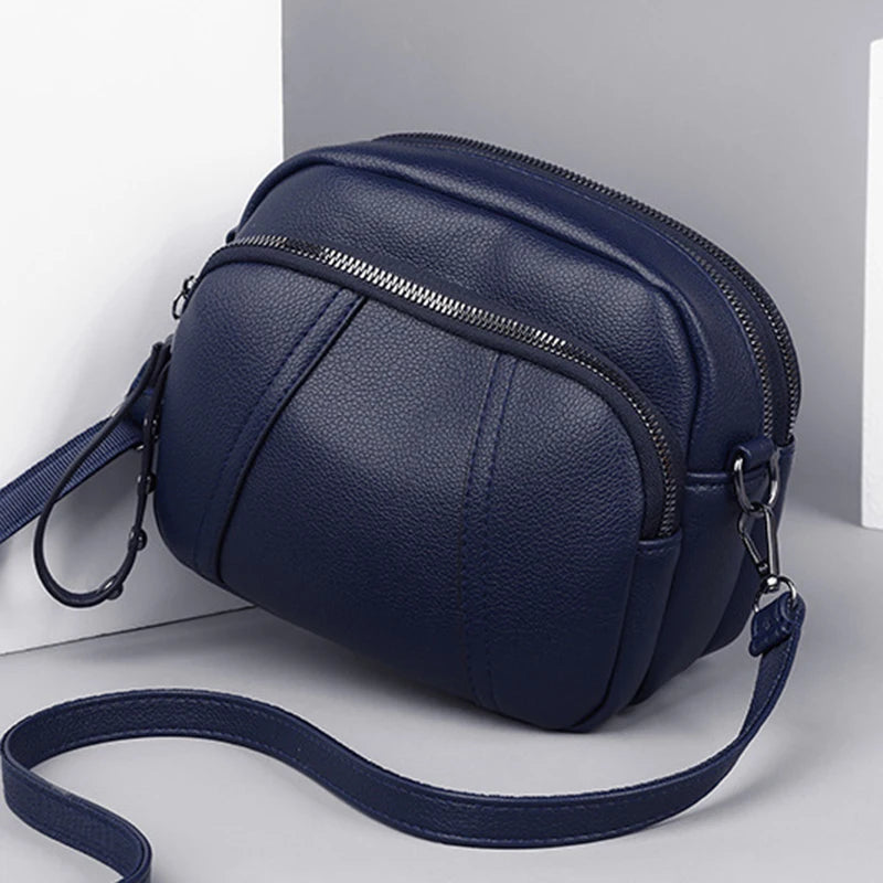 Crossbody Bag for Women – Soft Faux Leather Rivet Zipper Purse