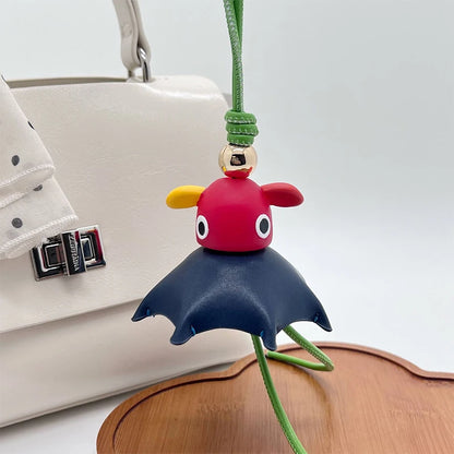 Hand-Woven Leather Fruit Bag Charm – Cute Keychain Pendant