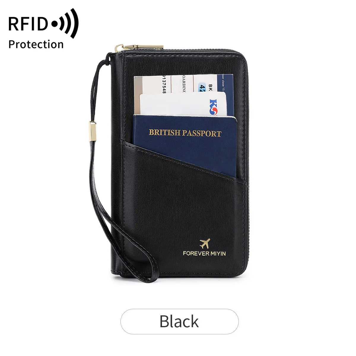 RFID Travel Passport Wallet with Card Slots & ID Window