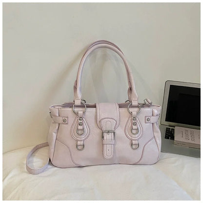 Women's Vintage Leather Handbag – Y2K Chic Shoulder Bag