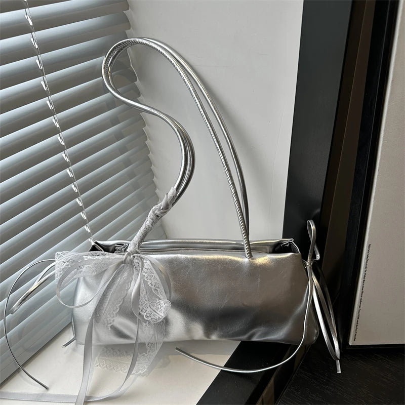 Bow Shoulder Bag – Elegant PU Leather Ballet Style Handbag