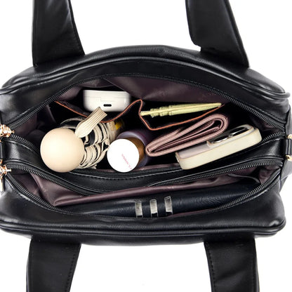 Bow Decor Large Capacity Vegan Leather Handbag