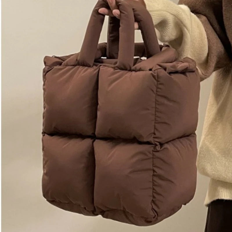 Puffer Tote Bag for Women – Large Quilted Cotton Shoulder Bag