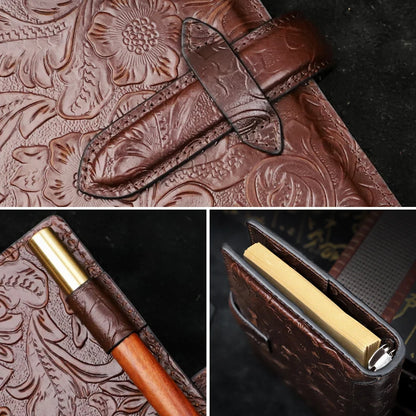 Genuine Leather A6 Notebook Planner – Embossed Journal Organizer