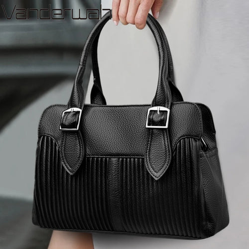 Large Capacity Soft Leather Women's Tote Bag – 3-Layer Luxury Handbag