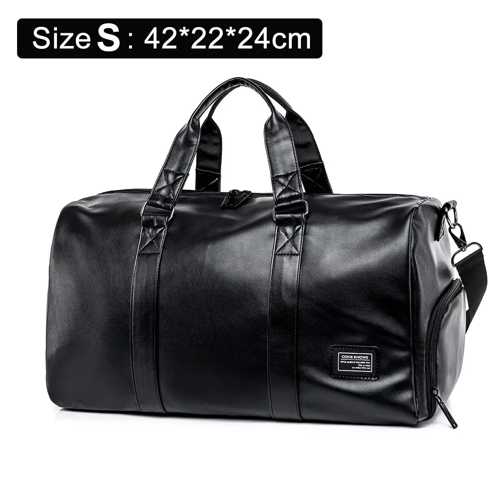 PU Leather Gym Bag for Men – Sports Duffel with Shoe Compartment