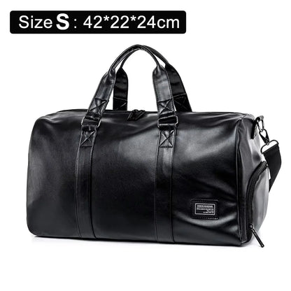PU Leather Gym Bag for Men – Sports Duffel with Shoe Compartment
