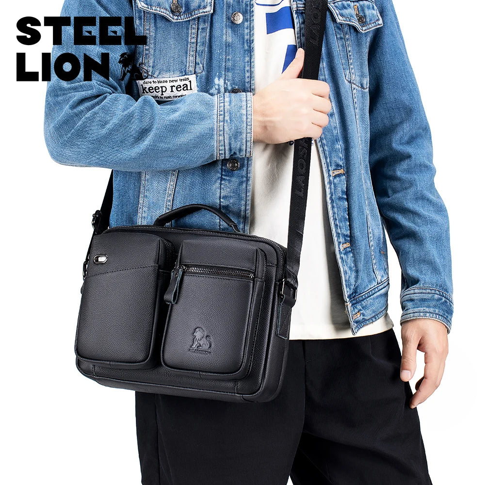 Genuine Leather Men's Crossbody Shoulder Bag – Business Handbag