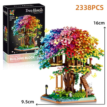 Cherry Blossom Tree House Building Blocks Set – DIY Floral Model Kit