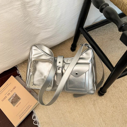 Y2K Clear Window Crossbody Bag – Multi-Pocket Shoulder Purse