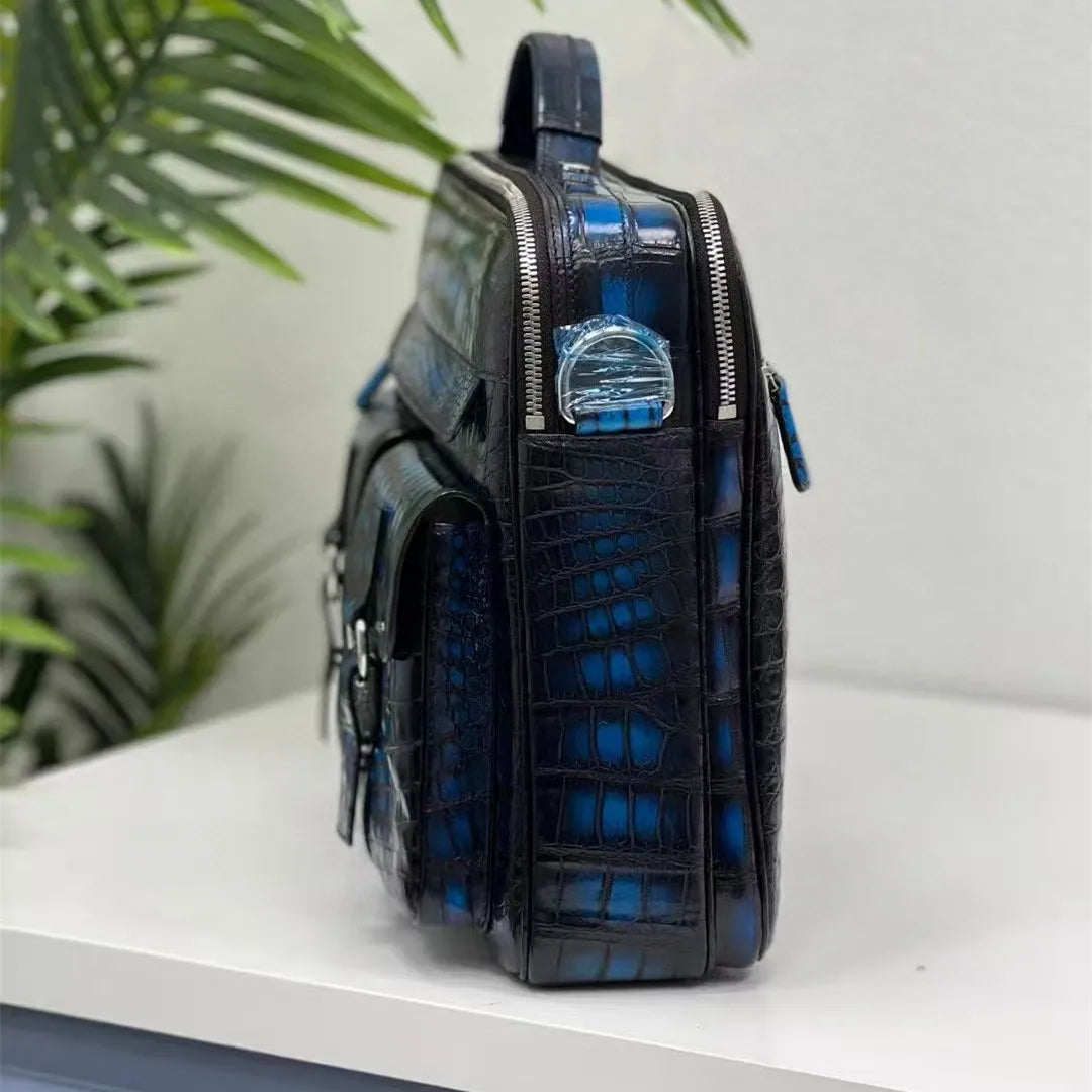 Crocodile Leather Men's Briefcase | Hand-Painted Laptop Bag