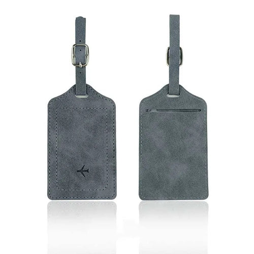 Leather Luggage Tag with Card Slot – Travel Baggage Label for Men & Women