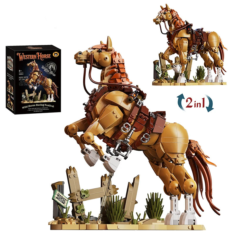 Horse Building Blocks Set – Wild Stallion MOC Animal Model