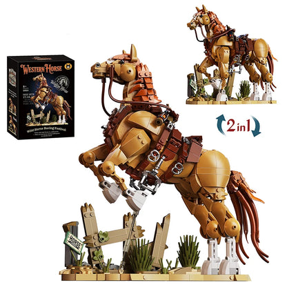 Horse Building Blocks Set – Wild Stallion MOC Animal Model