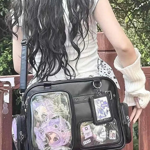 Large Capacity Ita Bag with Transparent Window – JK Tote Shoulder Bag