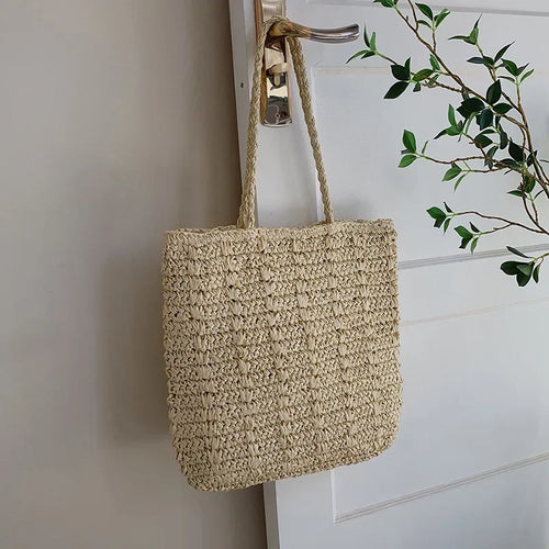 Large Straw Tote Bag Women's Handmade Bohemian Shoulder Bag