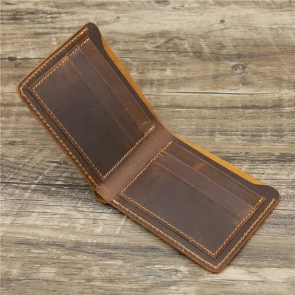 Men's Crazy Horse Leather Bifold Wallet with Card Slots