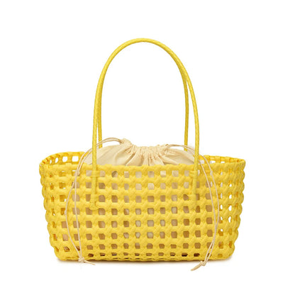 Hollow-Out Woven Basket Tote Bag – Boho Beach Handbag