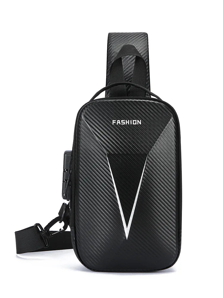 Hard Shell Sling Bag – Men's Multifunctional Crossbody with Password Lock